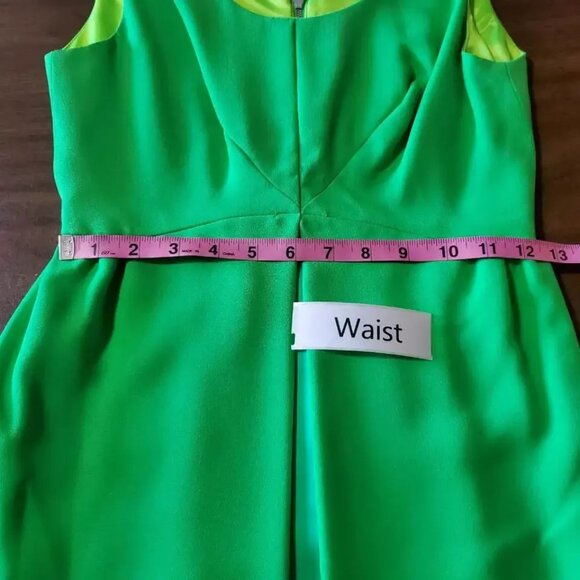 Roos Atkins Womens A Line Dress Green Pleated Mini Scoop Neck Sleeveless Zip 7 - Picture 7 of 10